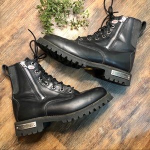 Red Wing Womens Black Leather Motorcycle Boots.6.5